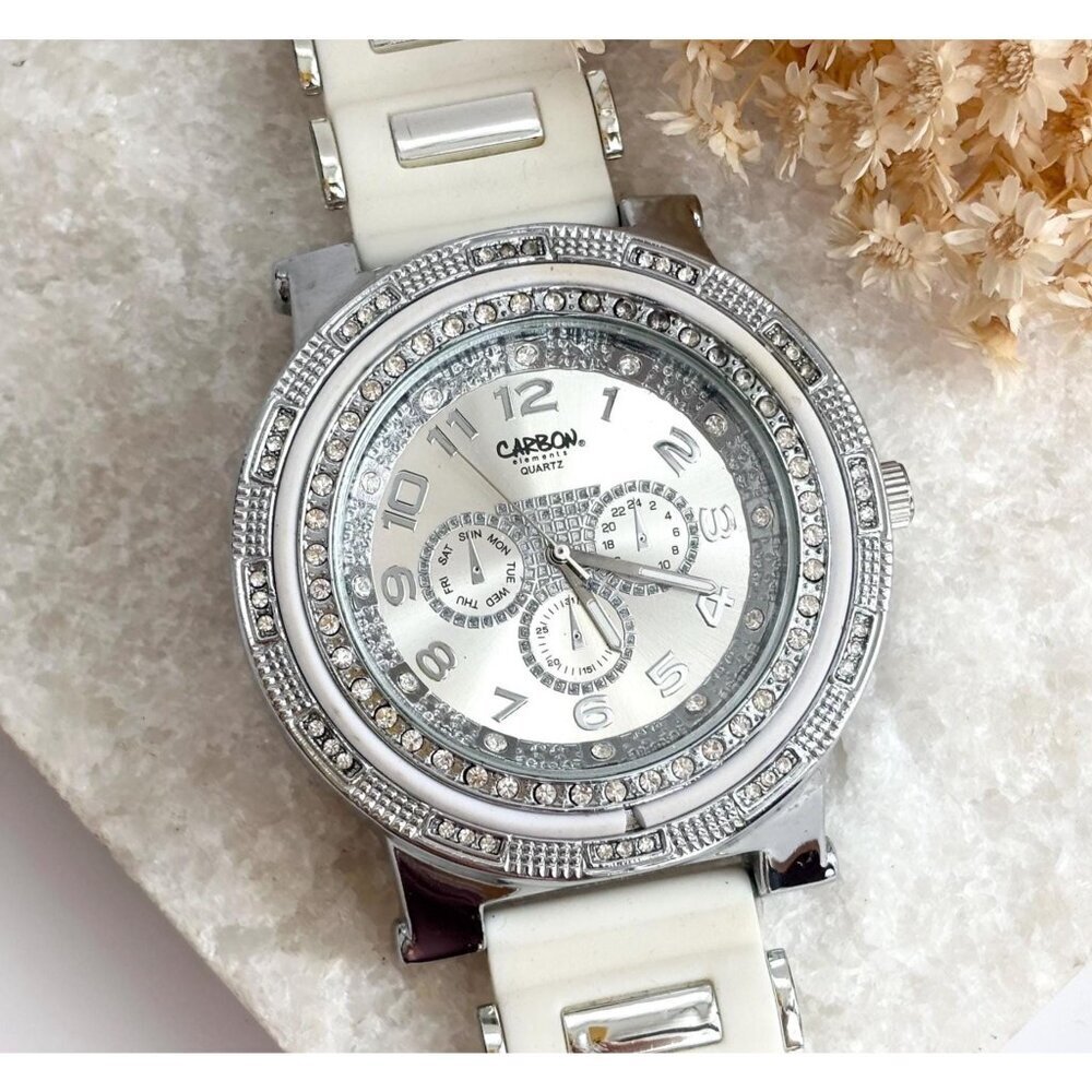 Carbon Elements Silicone Chronograph Vintage Unisex Wristwatch - 56mm - WORKS!